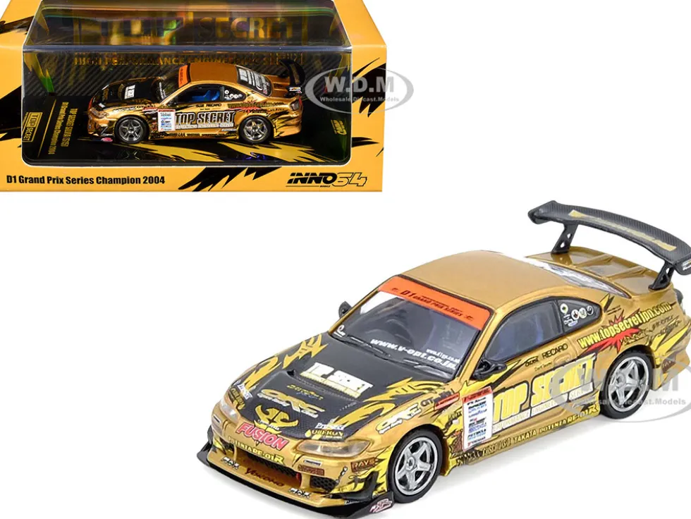 Nissan "Top Secret" Silvia (S15) RHD (Right Hand Drive) Ryuji Miki - Champion "D1 Grand Prix" (2004) 1/64 Diecast Model Car by Inno Models