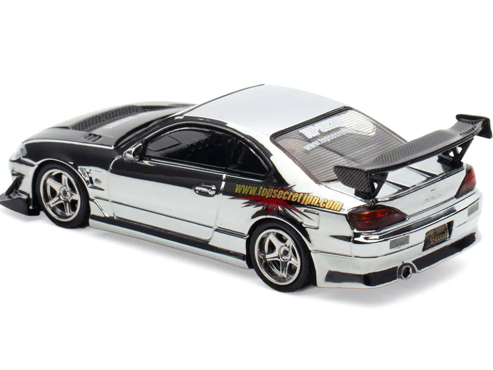 Nissan "Top Secret" Silvia (S15) RHD (Right Hand Drive) Chrome with Carbon Hood "Tokyo Auto Salon Kuala Lumpur 2025 Event Edition" 1/64 Diecast Model Car by Inno Models