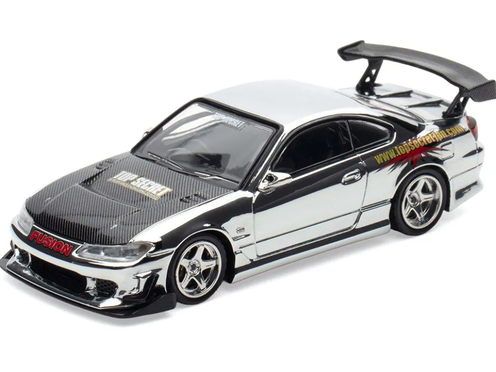 Nissan "Top Secret" Silvia (S15) RHD (Right Hand Drive) Chrome with Carbon Hood "Tokyo Auto Salon Kuala Lumpur 2025 Event Edition" 1/64 Diecast Model Car by Inno Models