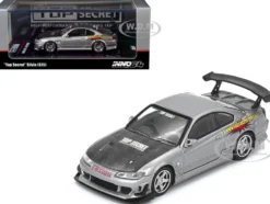 Nissan "Top Secret" Silvia (S15) RHD (Right Hand Drive) Silver Metallic with Carbon Hood 1/64 Diecast Model Car by Inno Models