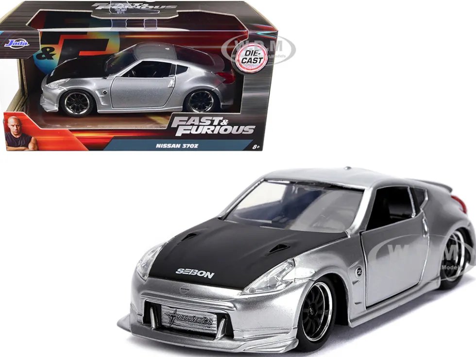 Nissan 370Z Silver Black Hood Fast & Furious Series 1/32 Diecast Model Car Jada 31852