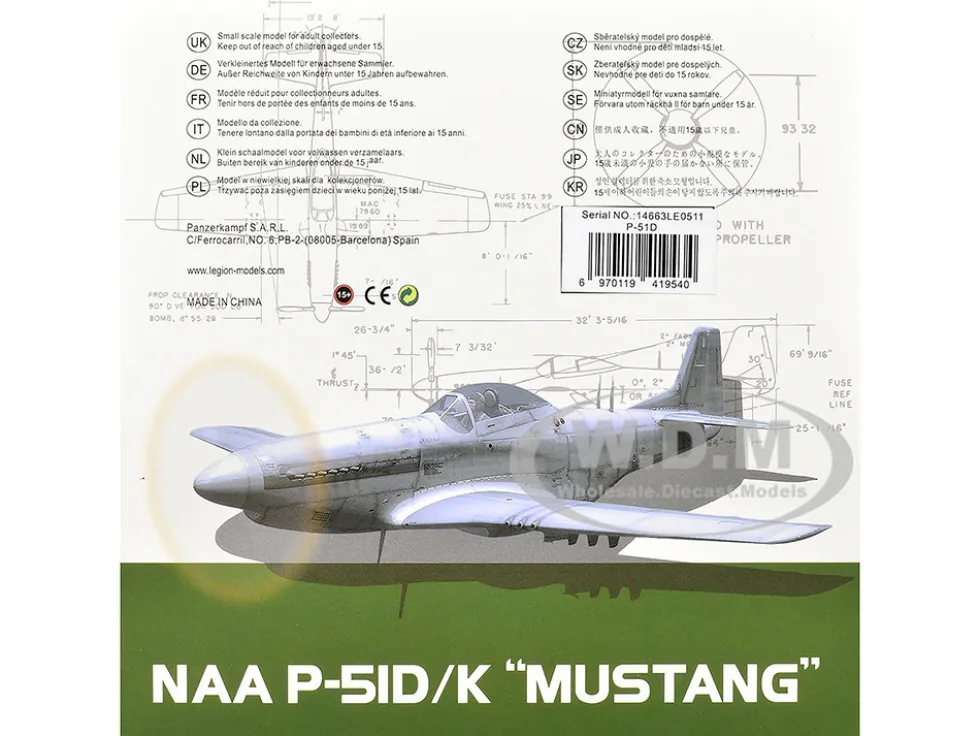 North American P-51D Mustang Aircraft "Duchess Arlene, Robert Williams, 100th Fighter Squadron, 332nd Fighter Group, Tuskegee Airmen, Fifteenth Air Force, Italy" (1944) United States Army Air Forces 1/72 Diecast Model Airplane by Legion