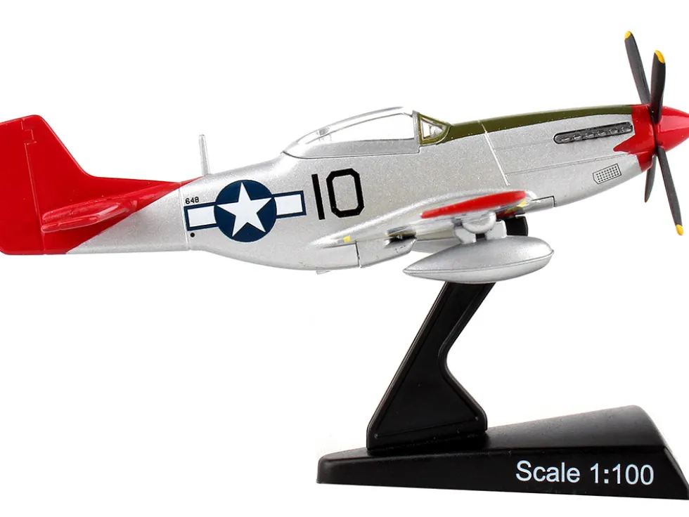 North American P 51D Mustang Fighter Aircraft #10 Tuskegee Lollipoop United States Army Air Force 1/100 Diecast Model Airplane Postage Stamp PS5342-7