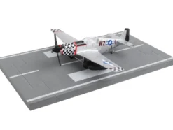 North American P 51 Mustang Fighter Aircraft Silver Metallic United States Army Air Force with Runway Section Diecast Model Airplane Runway24 RW195