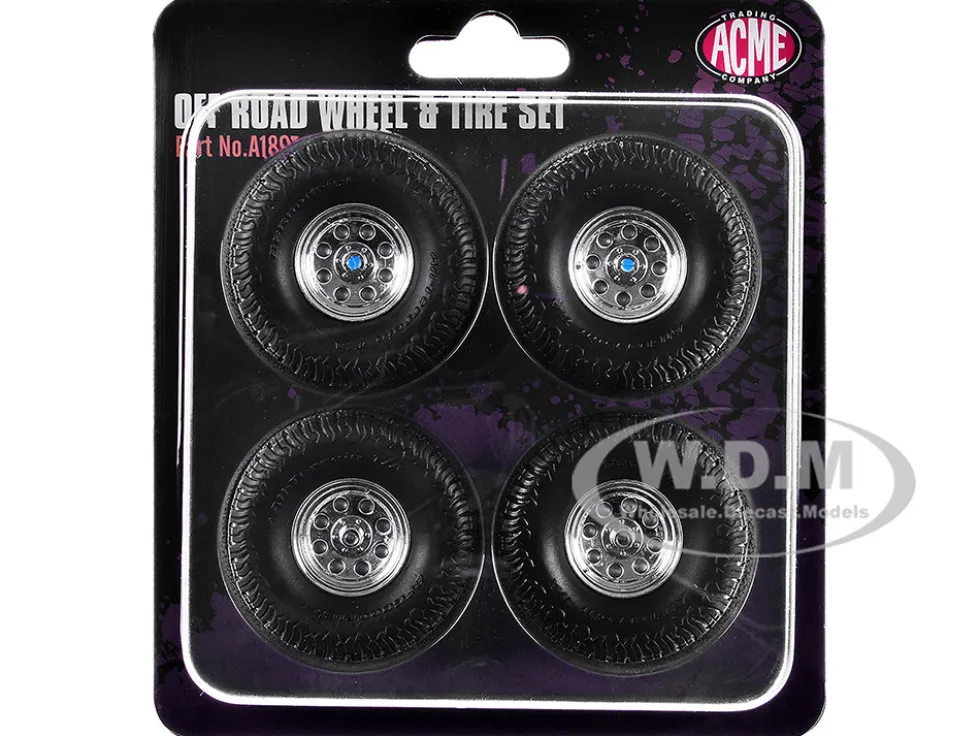 Offroad 35" Mag Wheel and Tire Set of 4 pieces from 1971 Chevrolet K5 Blazer for 1/18 Scale Models by ACME