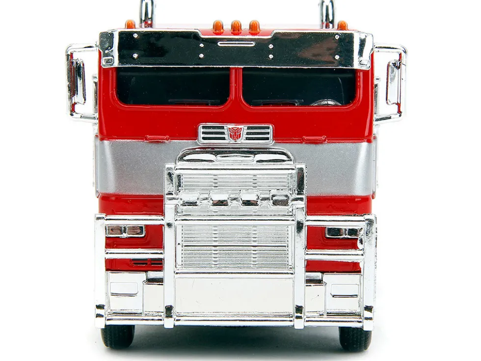 Optimus Prime Tractor Truck Red and Blue with Silver Stripes Transformers Rise of the Beasts 2023 Movie Hollywood Rides Series 1/32 Diecast Model Car Jada 34257