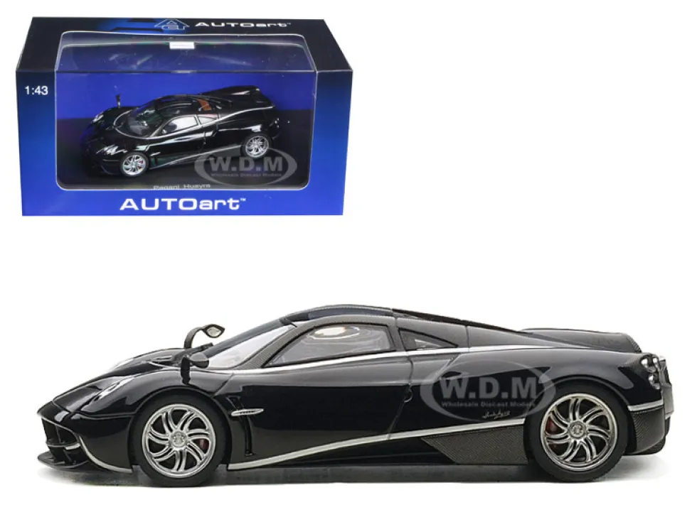 Pagani Huayra Black with Silver Stripes 1/43 Diecast Model Car Autoart 58209