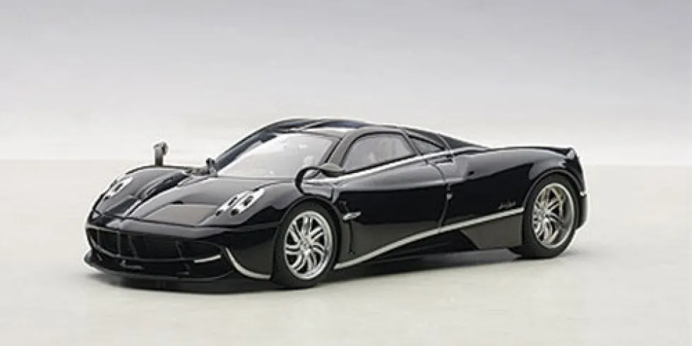 Pagani Huayra Black with Silver Stripes 1/43 Diecast Model Car Autoart 58209