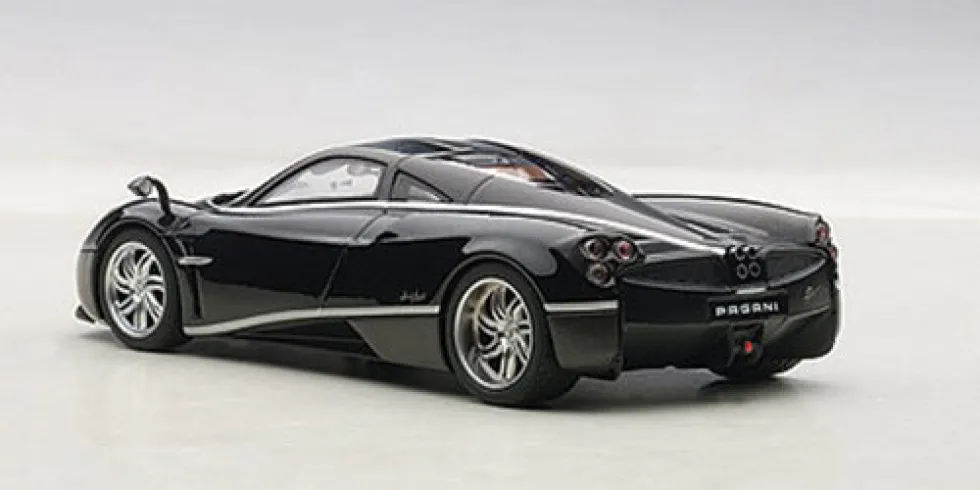 Pagani Huayra Black with Silver Stripes 1/43 Diecast Model Car Autoart 58209