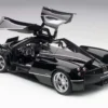 Pagani Huayra Gloss Black with Silver Stripes and Silver Wheels 1/12 Model Car Autoart 12233