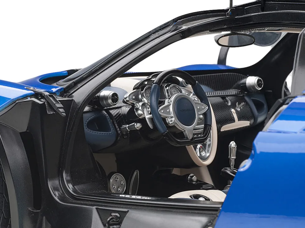 Pagani Huayra Metallic Blue Black Top Silver Wheels 1/12 Model Car Autoart 12232