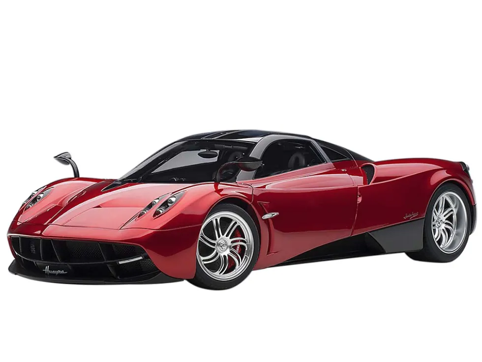 Pagani Huayra Metallic Red Carbon Top Silver Wheels 1/12 Model Car Autoart 12234