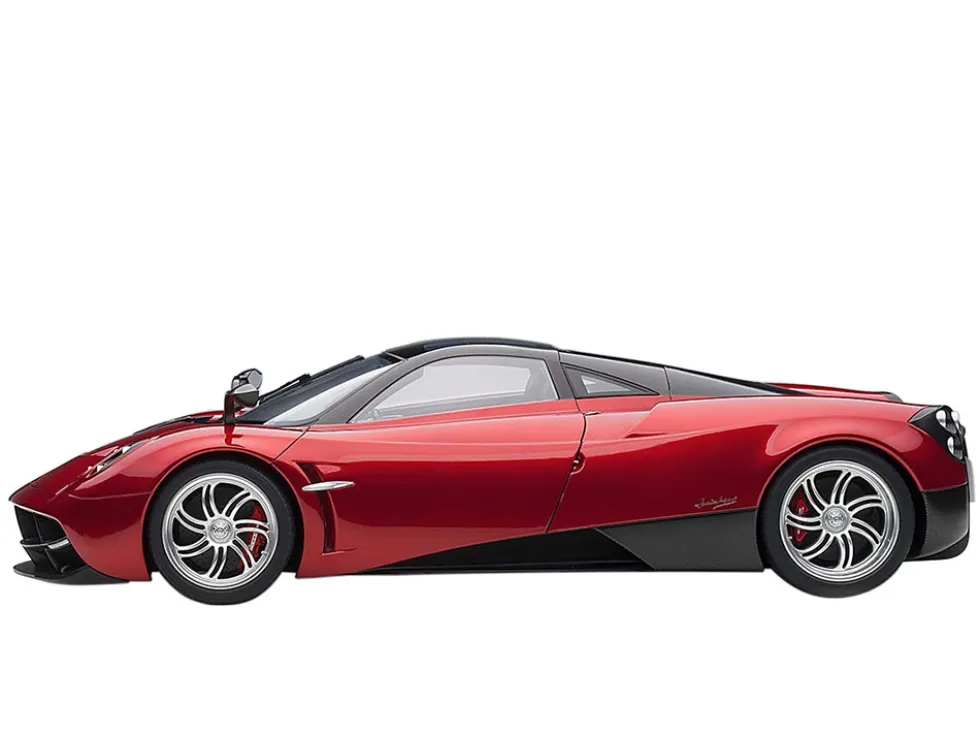 Pagani Huayra Metallic Red Carbon Top Silver Wheels 1/12 Model Car Autoart 12234