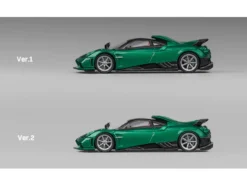 Pagani Imola Emerald Green Metallic with Carbon Top and Extra Wheels 1/64 Diecast Model Car by CM Model