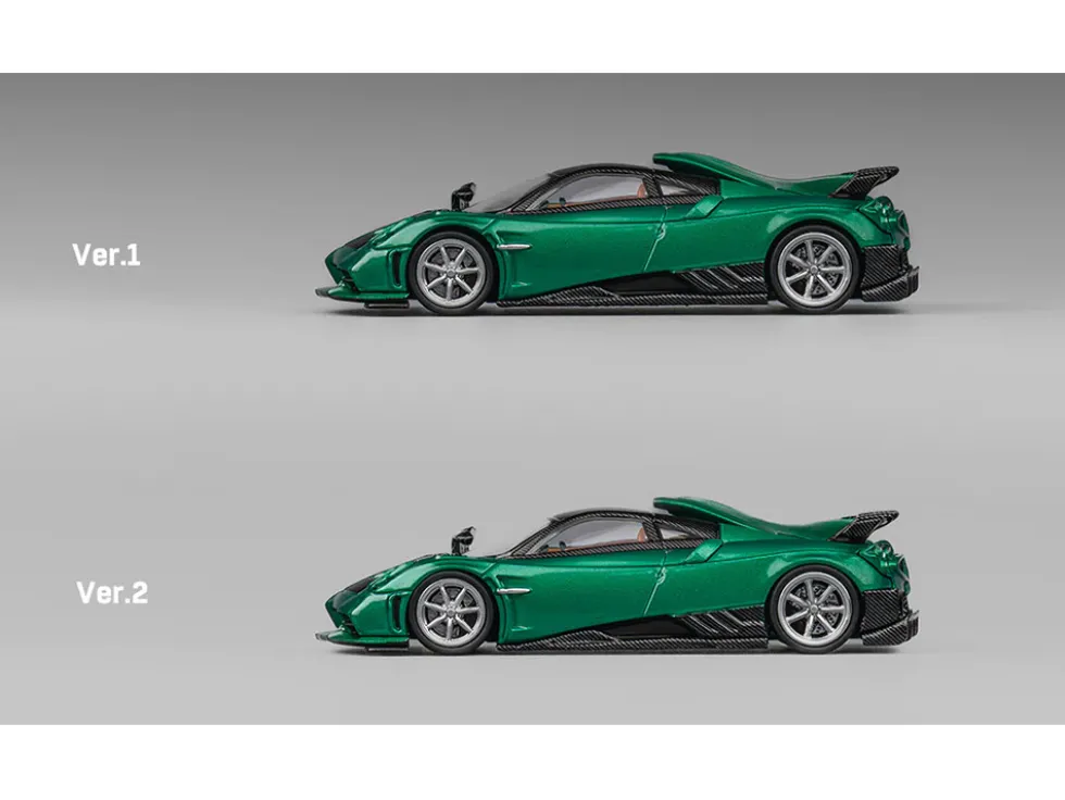 Pagani Imola Emerald Green Metallic with Carbon Top and Extra Wheels 1/64 Diecast Model Car by CM Model