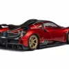 Pagani Imola Red Metallic with Carbon Top and Stripes with Extra Wheels 1/64 Diecast Model Car by CM Model