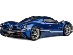 Pagani Utopia Blue Metallic with White Stripes 1/64 Diecast Model Car by CM Model
