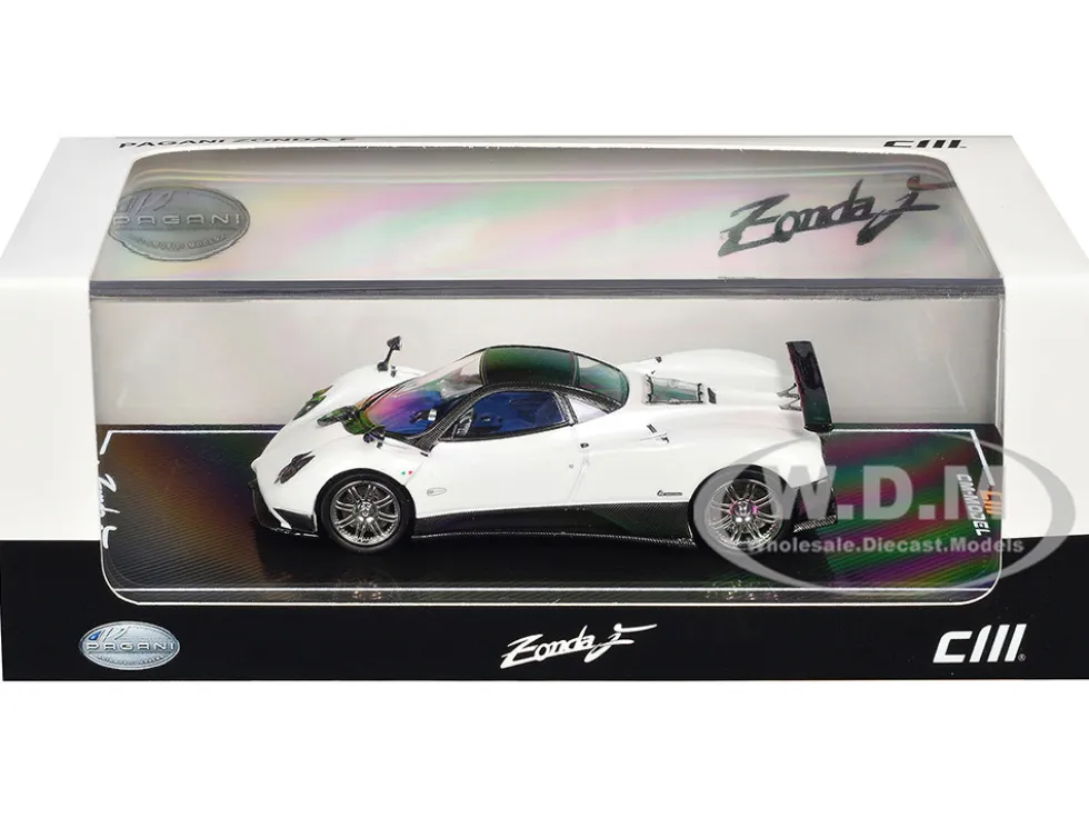 Pagani Zonda F Pearl White with Black Top 1/64 Diecast Model Car by CM Model