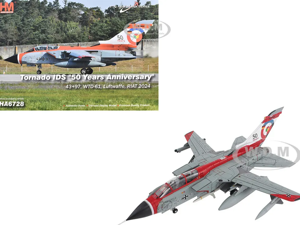 Panavia Tornado IDS Aircraft "43+97, WTD-61, 50 Years, Royal International Air Tattoo" (2024) German Luftwaffe "Air Power Series" 1/72 Diecast Model by Hobby Master