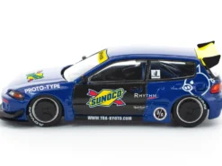 Pandem Civic EG6 RHD (Right Hand Drive) "Sunoco" Blue Metallic with Yellow Accents 1/64 Diecast Model Car by Pop Race
