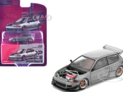 Pandem Civic EG6 RHD (Right Hand Drive) Raw Metal with No Hood 1/64 Diecast Model Car by Pop Race