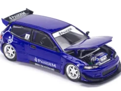 Pandem Civic EG6 RHD (Right Hand Drive) Blue Metallic "Enigma Exclusive Edition" 1/64 Diecast Model Car by Pop Race
