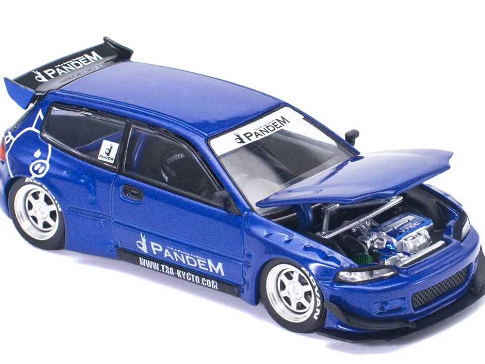 Pandem Civic EG6 RHD (Right Hand Drive) Blue Metallic 1/64 Diecast Model Car by Pop Race