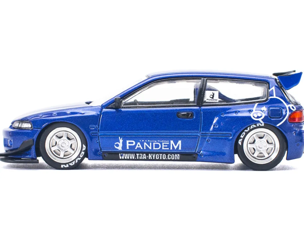 Pandem Civic EG6 RHD (Right Hand Drive) Blue Metallic 1/64 Diecast Model Car by Pop Race