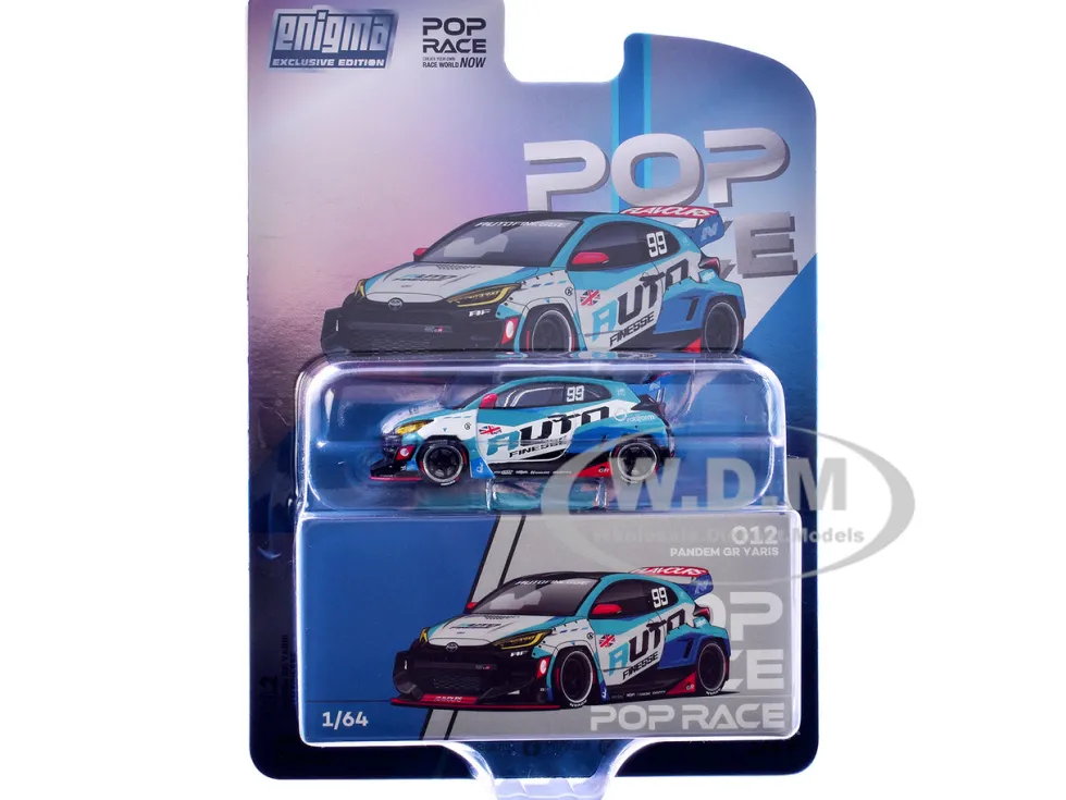 Pandem GR Yaris RHD (Right Hand Drive) #99 "Auto Finesse" Blue and White with Graphics "Enigma Exclusive Edition" 1/64 Diecast Model Car by Pop Race