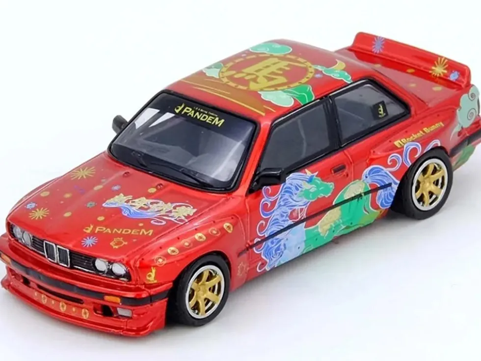 Pandem Rocket Bunny E30 "Year of the Horse - Chinese New Year 2026 Special Edition" Red Metallic with Graphics Limited Edition to 8888 pieces Worldwide 1/64 Diecast Model Car by Inno Models