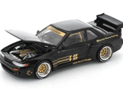 Pandem S13 RHD (Right Hand Drive) Black with Gold Accents 1/64 Diecast Model Car by Pop Race
