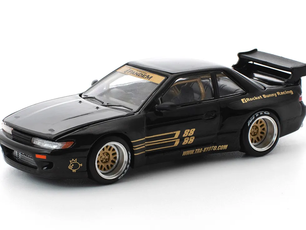 Pandem S13 RHD (Right Hand Drive) Black with Gold Accents 1/64 Diecast Model Car by Pop Race