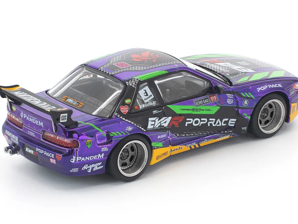 Pandem S13 RHD (Right Hand Drive) "EVA RT Test Type-01" Purple Metallic with Graphics 1/64 Diecast Model Car by Pop Race