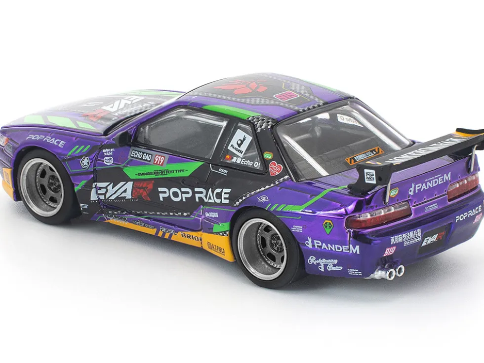 Pandem S13 RHD (Right Hand Drive) "EVA RT Test Type-01" Purple Metallic with Graphics 1/64 Diecast Model Car by Pop Race
