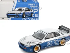 Pandem S13 RHD (Right Hand Drive) Silver and Moontech Blue Metallic with Graphics 1/64 Diecast Model Car by Pop Race
