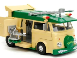 Party Wagon Green and Beige and Donatello Diecast Figure Teenage Mutant Ninja Turtles Hollywood Rides Series Diecast Model Jada 34529