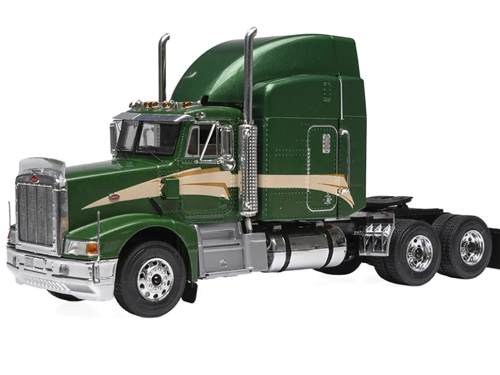 1998 Peterbilt 377 A/E Truck Tractor Green Metallic with Beige Stripes 1/43 Diecast Model by IXO Models