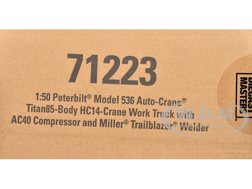 Peterbilt 536 Auto-Crane Titan 85-Body HC14-Crane Work Truck with Miller EnPak White "Transport Series" 1/50 Diecast Model by Diecast Masters