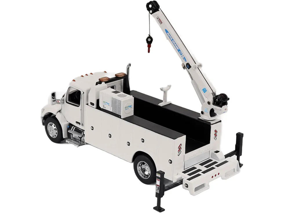 Peterbilt 536 Auto-Crane Titan 85-Body HC14-Crane Work Truck with Miller EnPak White "Transport Series" 1/50 Diecast Model by Diecast Masters