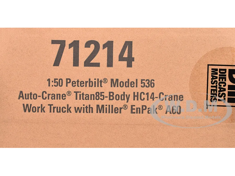 Peterbilt 536 Auto-Crane Titan85-Body HC14-Crane Work Truck with Miller EnPak White "Transport Series" 1/50 Diecast Model by Diecast Masters