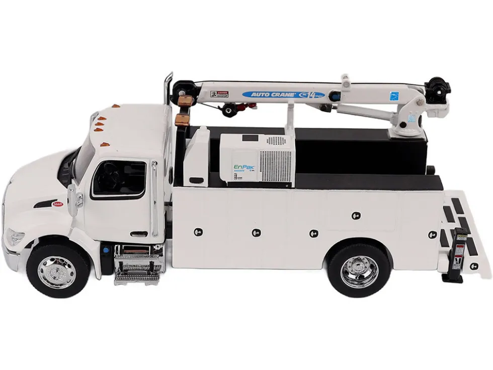 Peterbilt 536 Auto-Crane Titan85-Body HC14-Crane Work Truck with Miller EnPak White "Transport Series" 1/50 Diecast Model by Diecast Masters