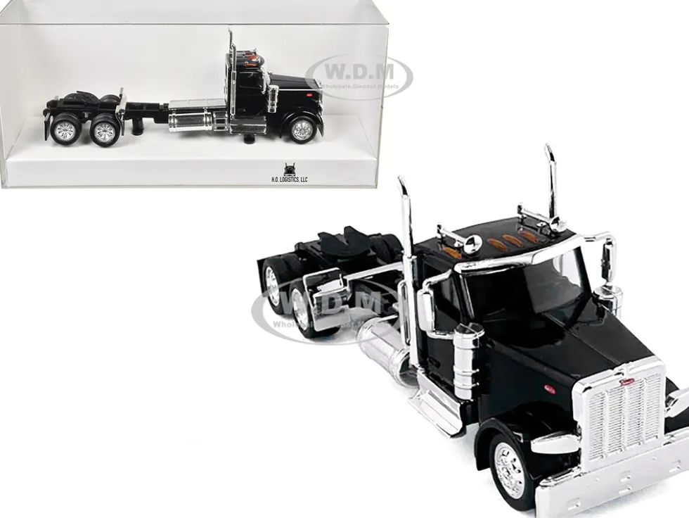 Peterbilt 589 2-Axel Day Cab Black 1/87 (HO) Plastic Model Car by HO Logistics