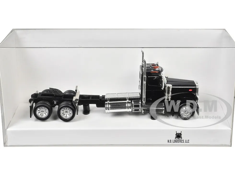 Peterbilt 589 2-Axel Day Cab Black 1/87 (HO) Plastic Model Car by HO Logistics