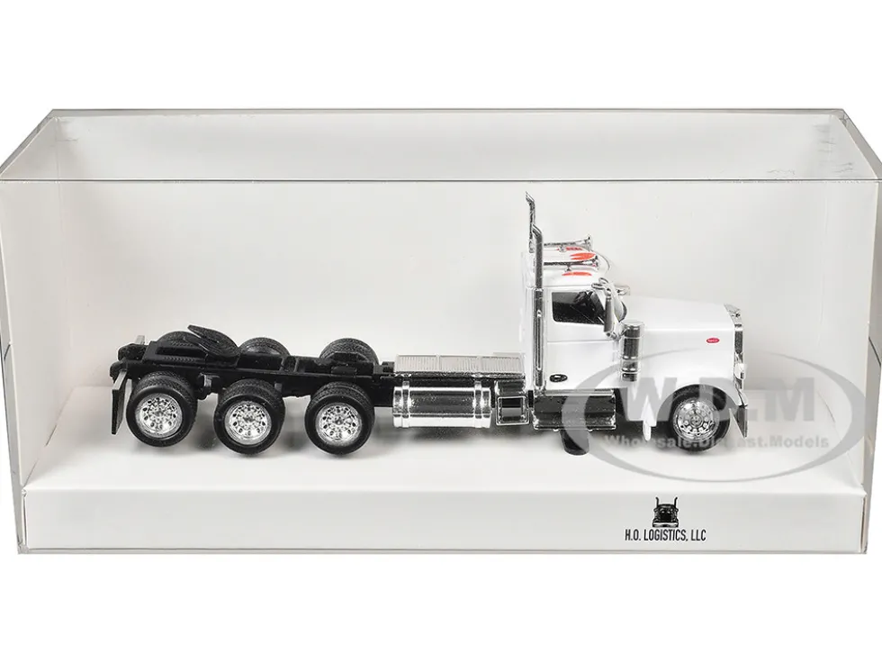 Peterbilt 589 3-Axel Day Cab White 1/87 (HO) Plastic Model Car by HO Logistics
