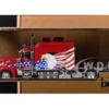 2002 Peterbilt 379 Custom Truck Tractor Red with Patriotic Graphics 1/64 Diecast Model by IXO Models