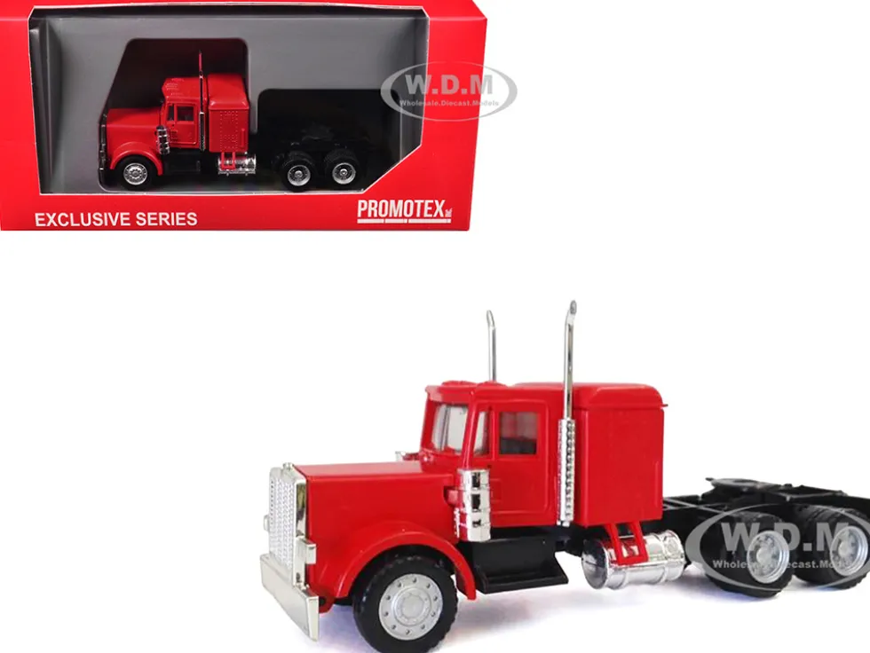 Peterbilt Long Tractor Red 1/87 (HO) Plastic Model Car by Promotex