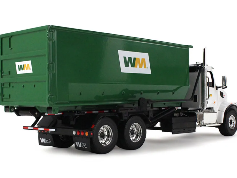 Peterbilt 567 Refuse Garbage Truck with 40 Yard Roll-Off Container "Waste Management" White and Green 1/34 Diecast Model by First Gear