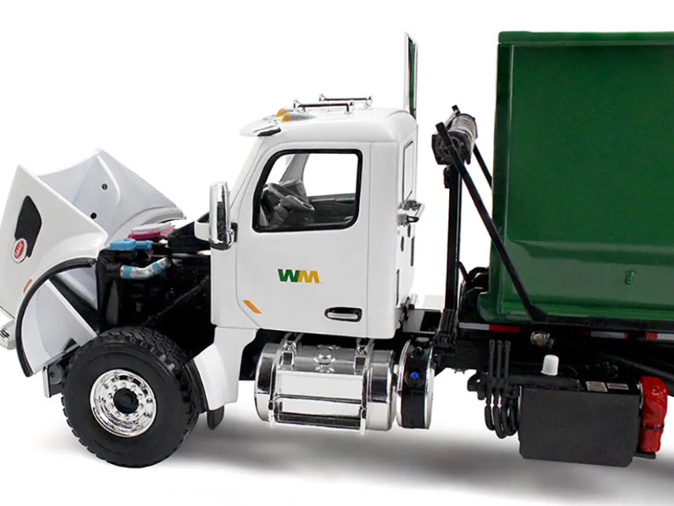 Peterbilt 567 Refuse Garbage Truck with 40 Yard Roll-Off Container "Waste Management" White and Green 1/34 Diecast Model by First Gear