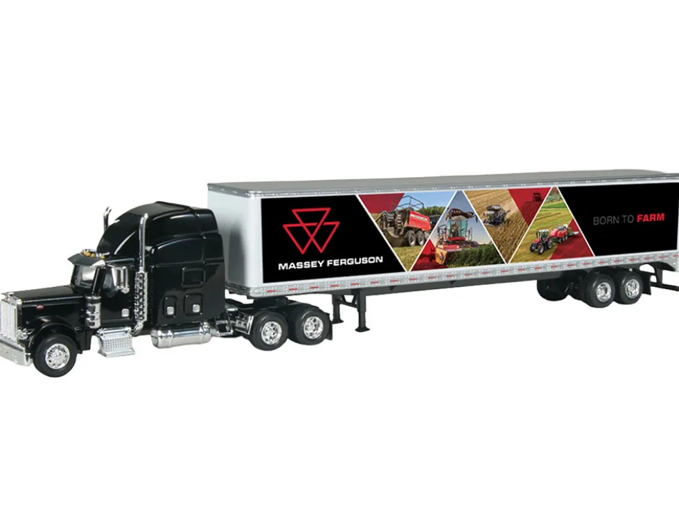 Peterbilt 379 Sleeper Cab with Trailer "Massey Ferguson - Born to Farm" Black 1/64 Diecast Model by SpecCast
