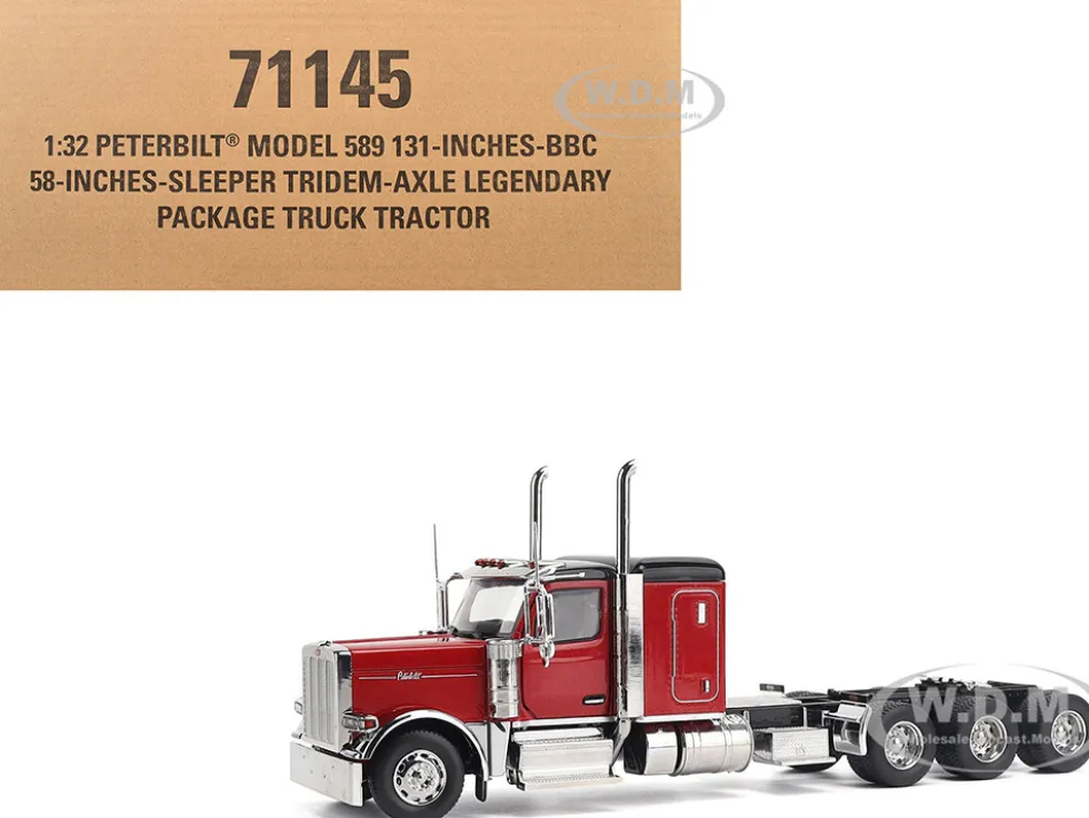 Peterbilt 589 Tridem-Axle Legendary Package Truck Tractor with 58" Sleeper Legendary Red "Transport Series" 1/32 Diecast Model by Diecast Masters